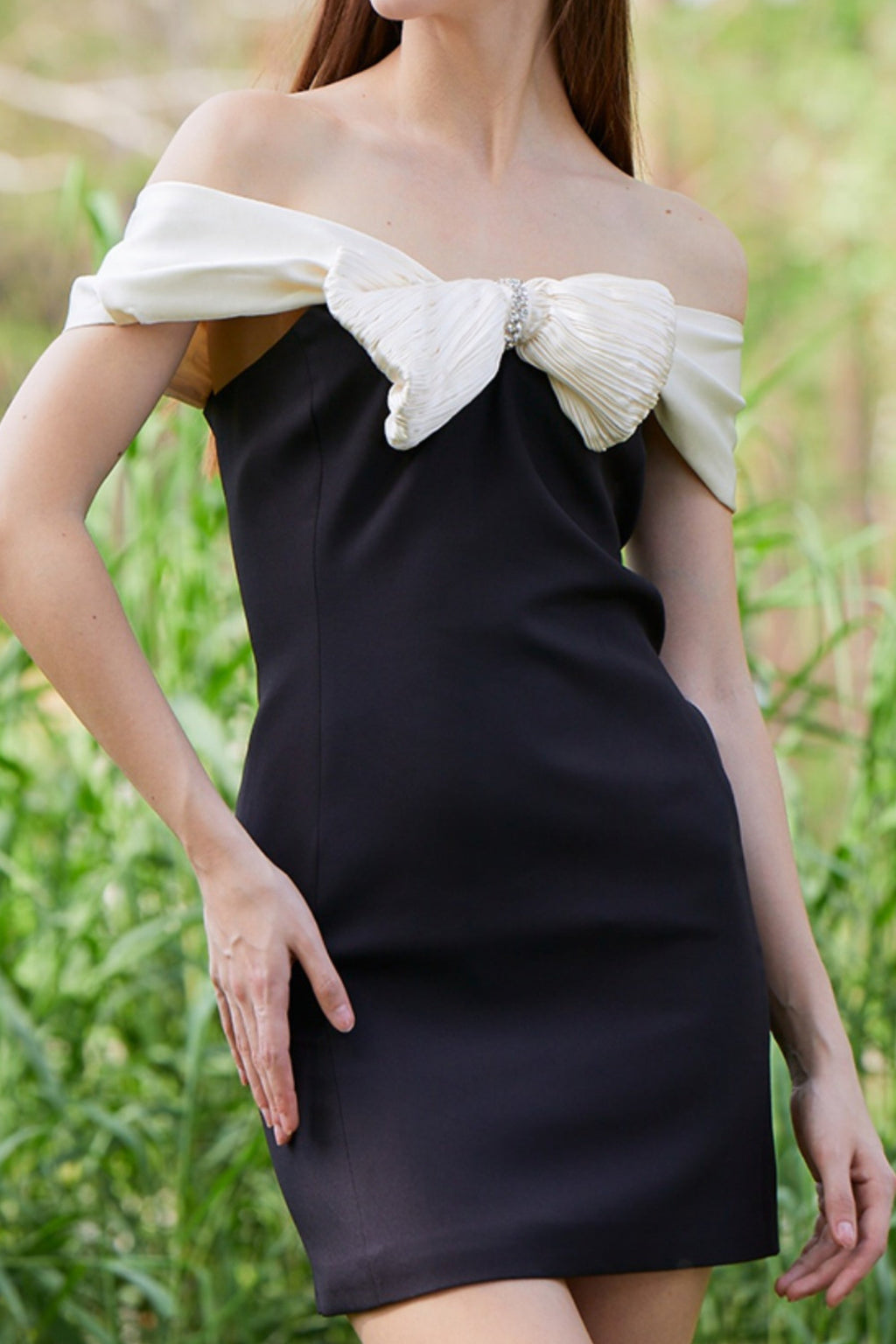Black Bow Mini Dress - Classic Party Dress with Bow Accent