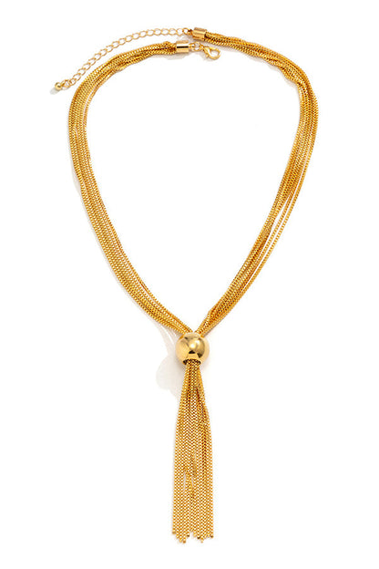 Geometric Ball Multi-layer Chain Stacked Simple Necklace