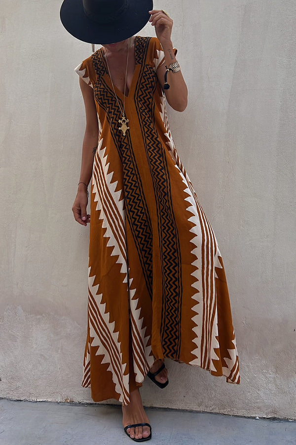 charlotte Ethnic Print A-line Maxi Dress