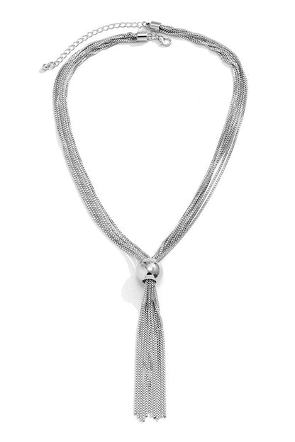 Geometric Ball Multi-layer Chain Stacked Simple Necklace