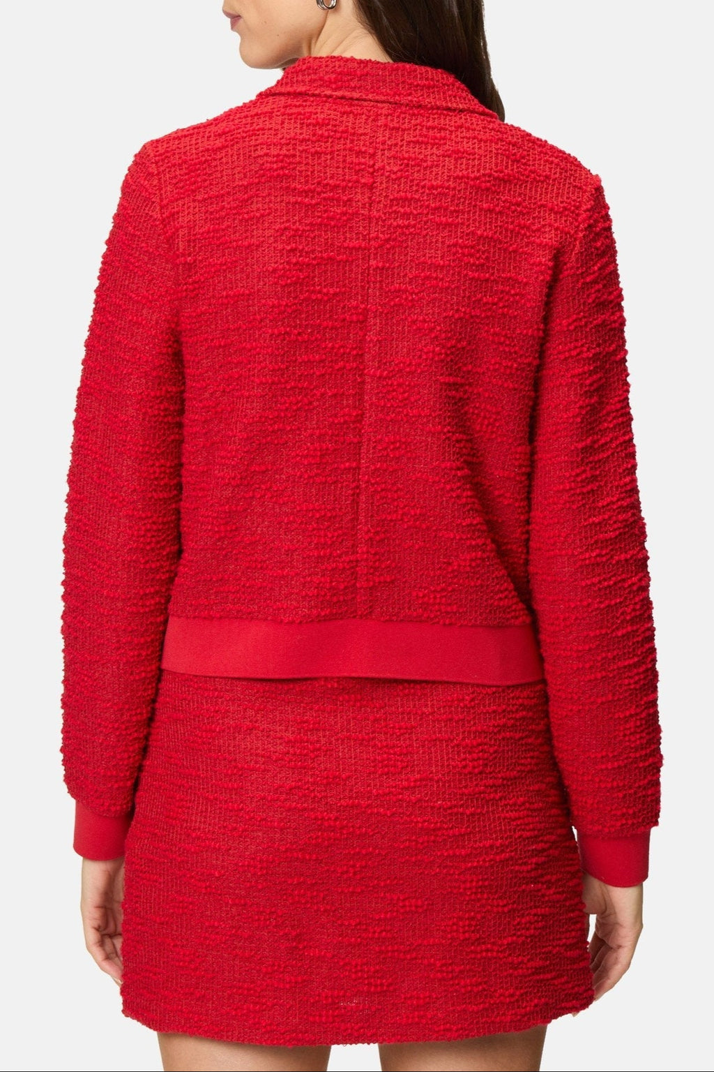 Plain jacket skirt set in red