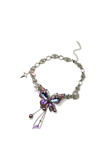 teardrop tassel butterfly necklace