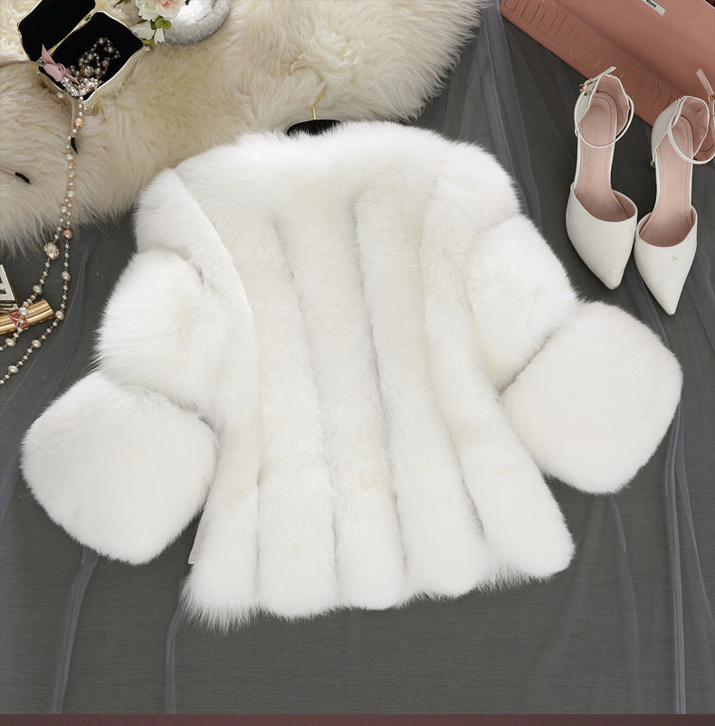 long-sleeved thickened imitation fur coat