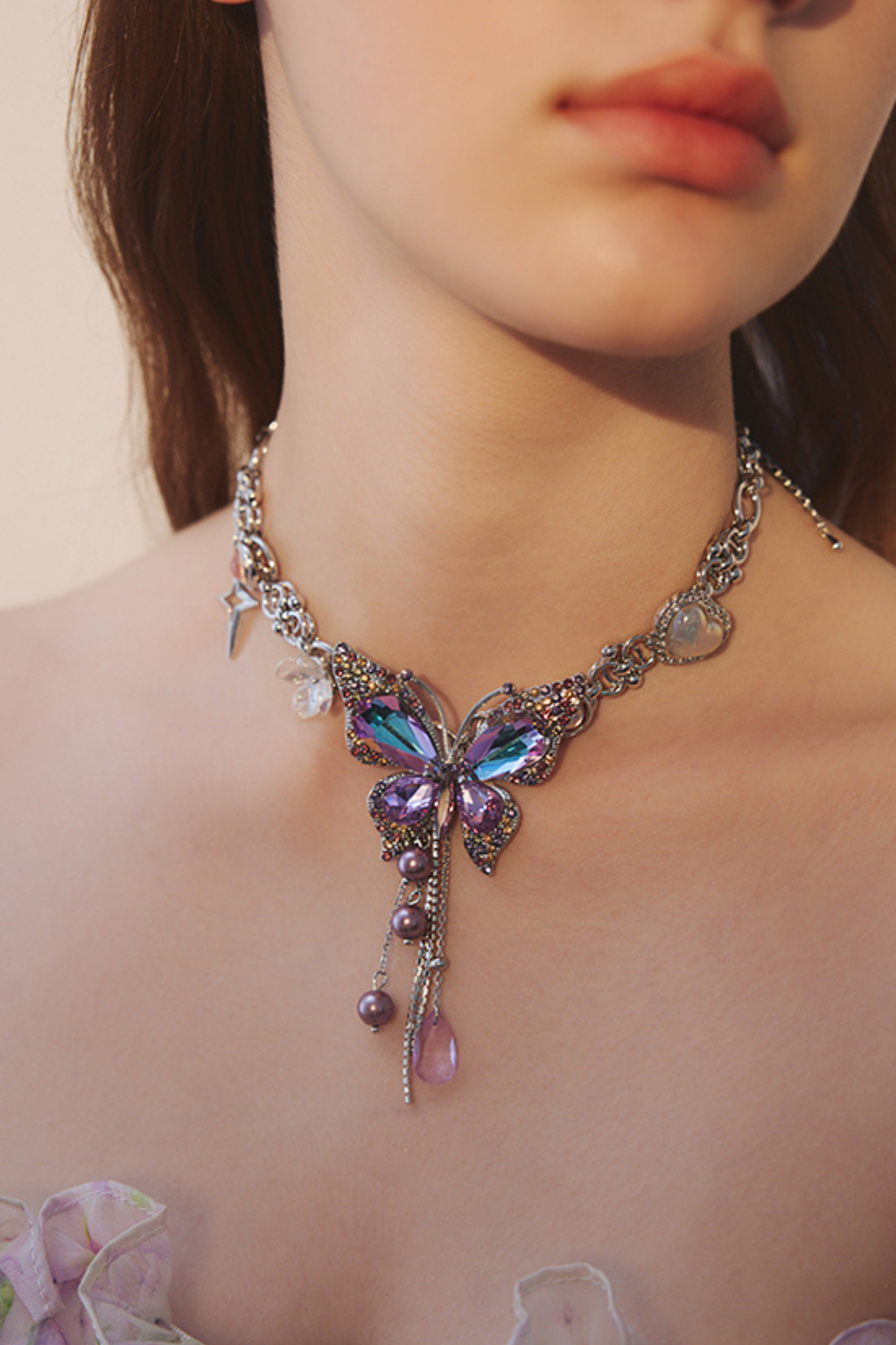 teardrop tassel butterfly necklace