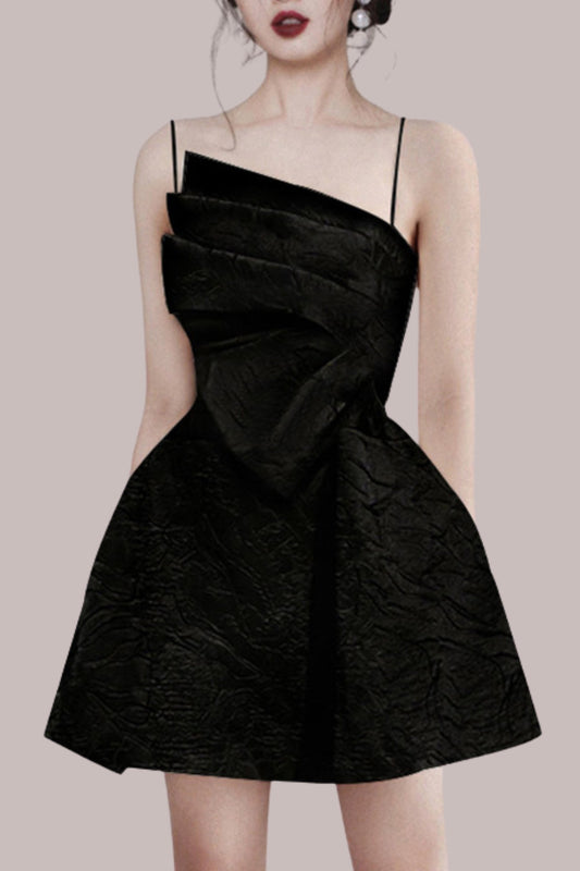 Black Strappy Mini Dress - Backless Party Dress with Adjustable Straps