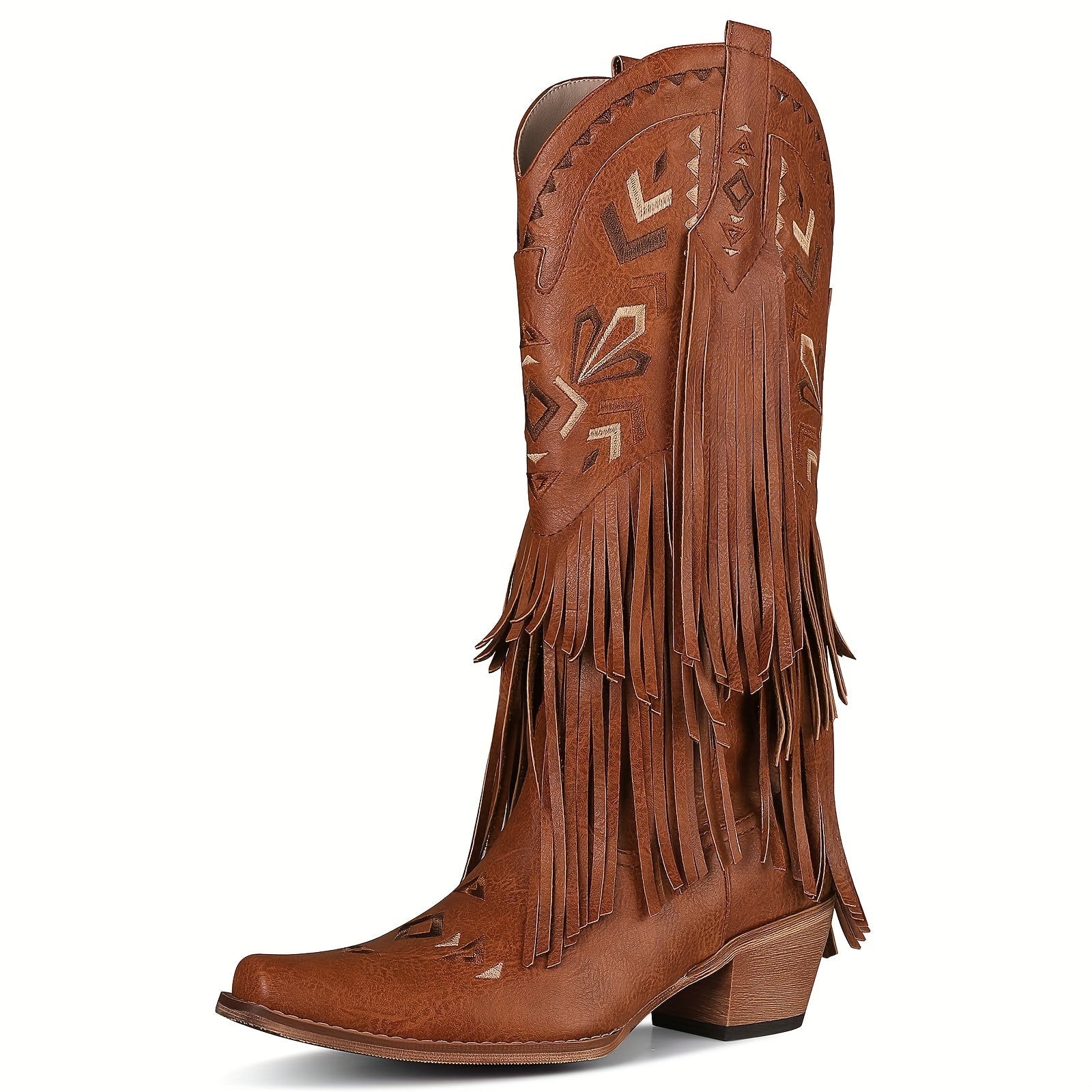 Fringe Stitch Design Cowgirl Boots