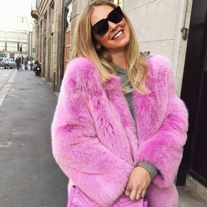 Warm Plus Size Midi Rabbit Fur Coat