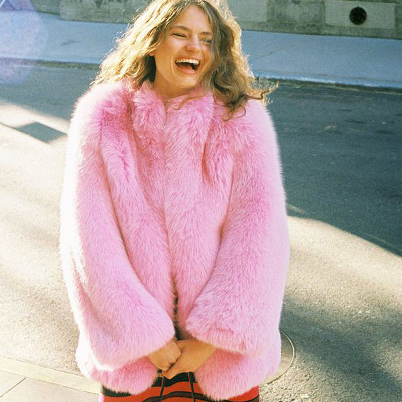 Warm Plus Size Midi Rabbit Fur Coat