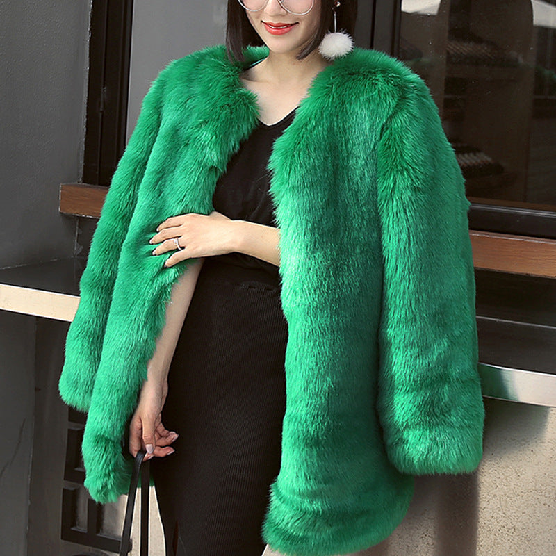 Warm Plus Size Midi Rabbit Fur Coat