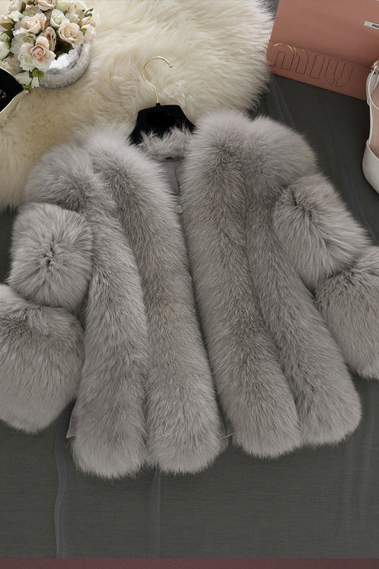 long-sleeved thickened imitation fur coat