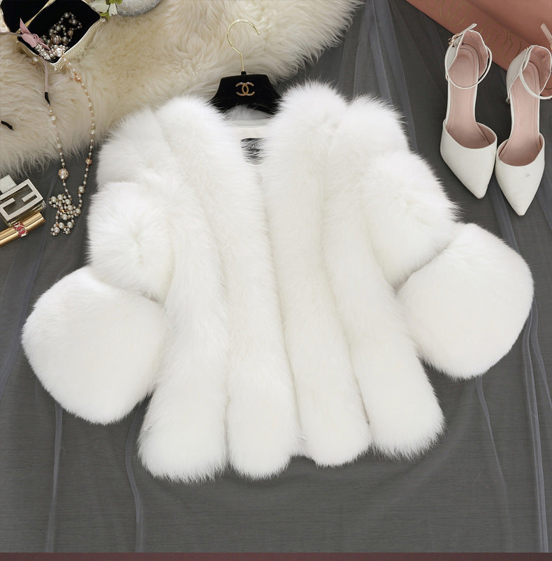 long-sleeved thickened imitation fur coat