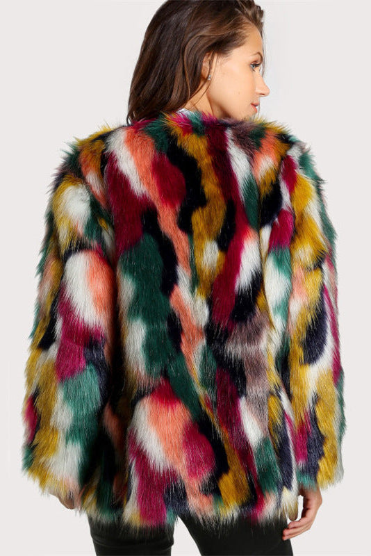 colorful fur imitation fur coat