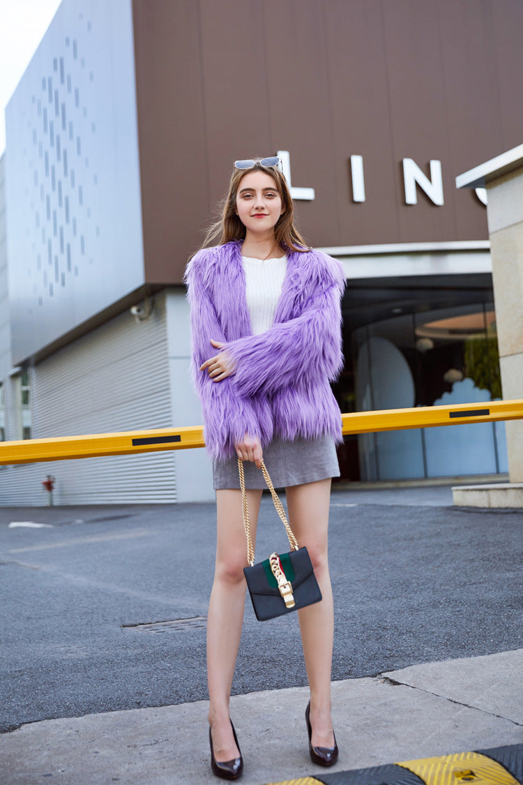 lily wool imitation fur coat