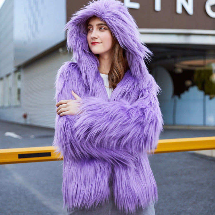 lily wool imitation fur coat
