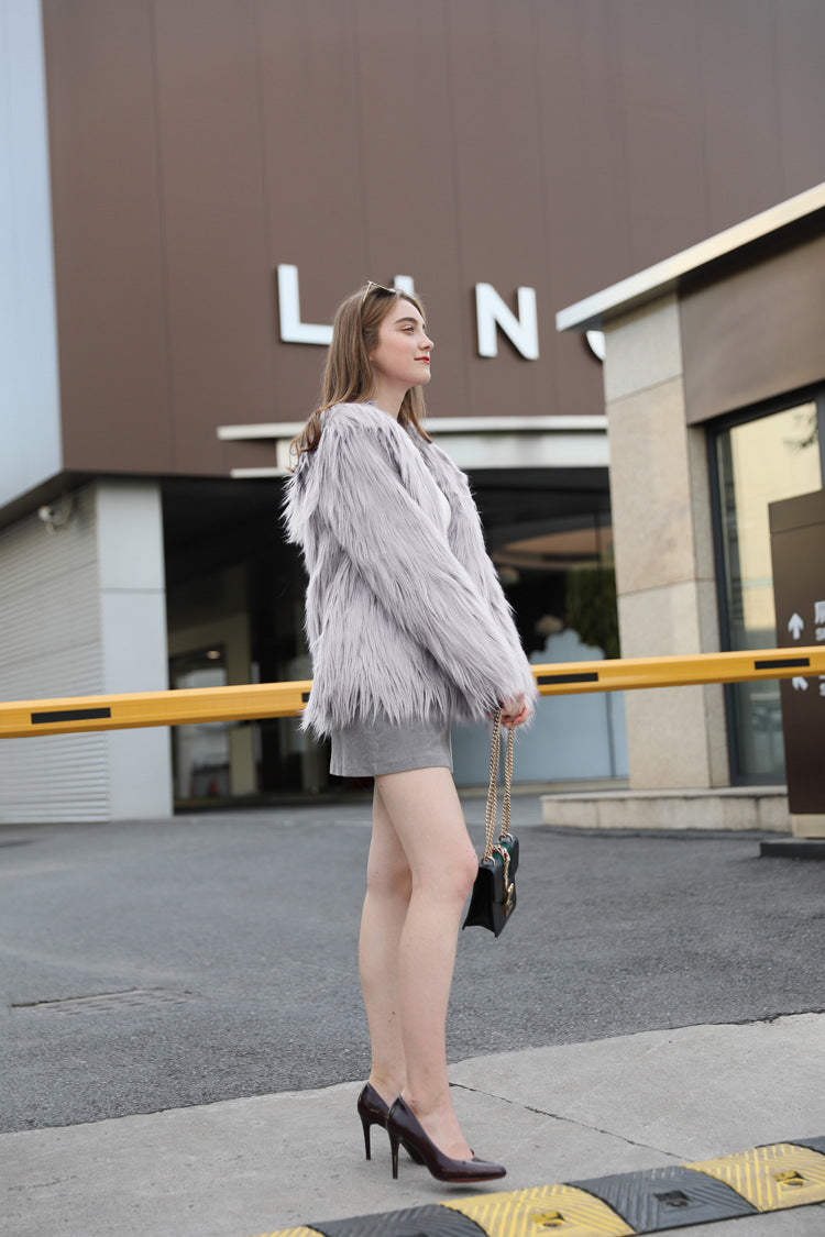 lily wool imitation fur coat