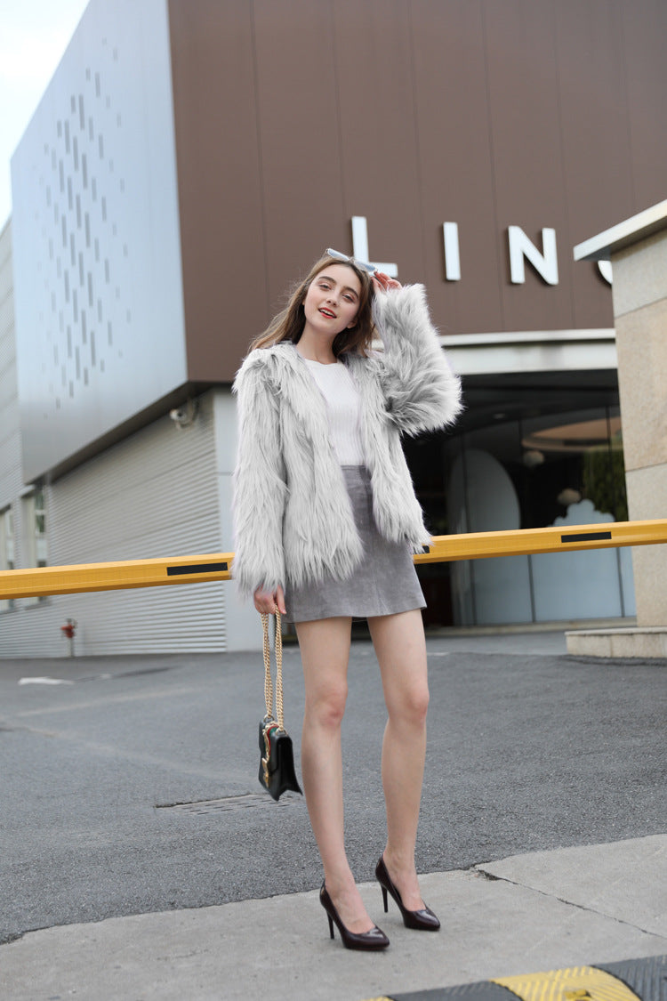 lily wool imitation fur coat