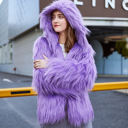 lily wool imitation fur coat