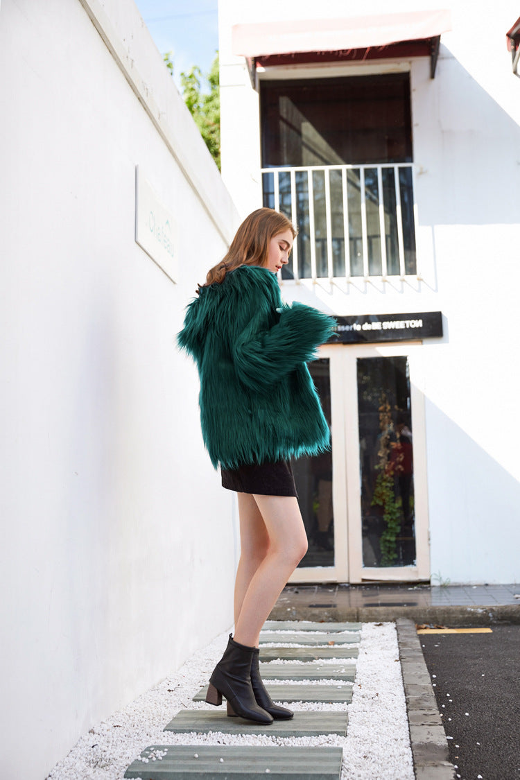 lily wool imitation fur coat
