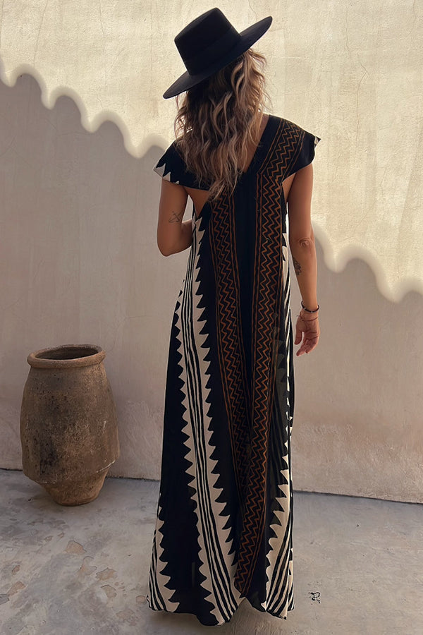 charlotte Ethnic Print A-line Maxi Dress