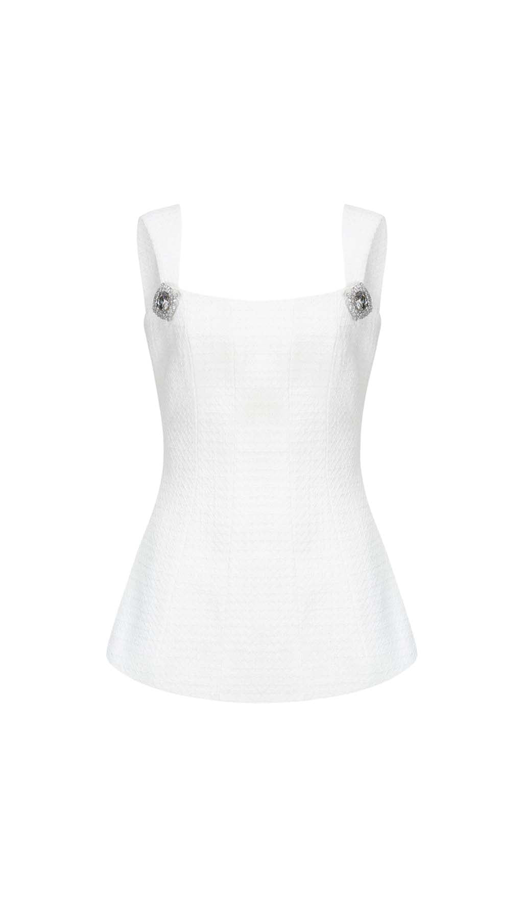 BOW-EMBELLISHED RHINESTONE SET IN WHITE