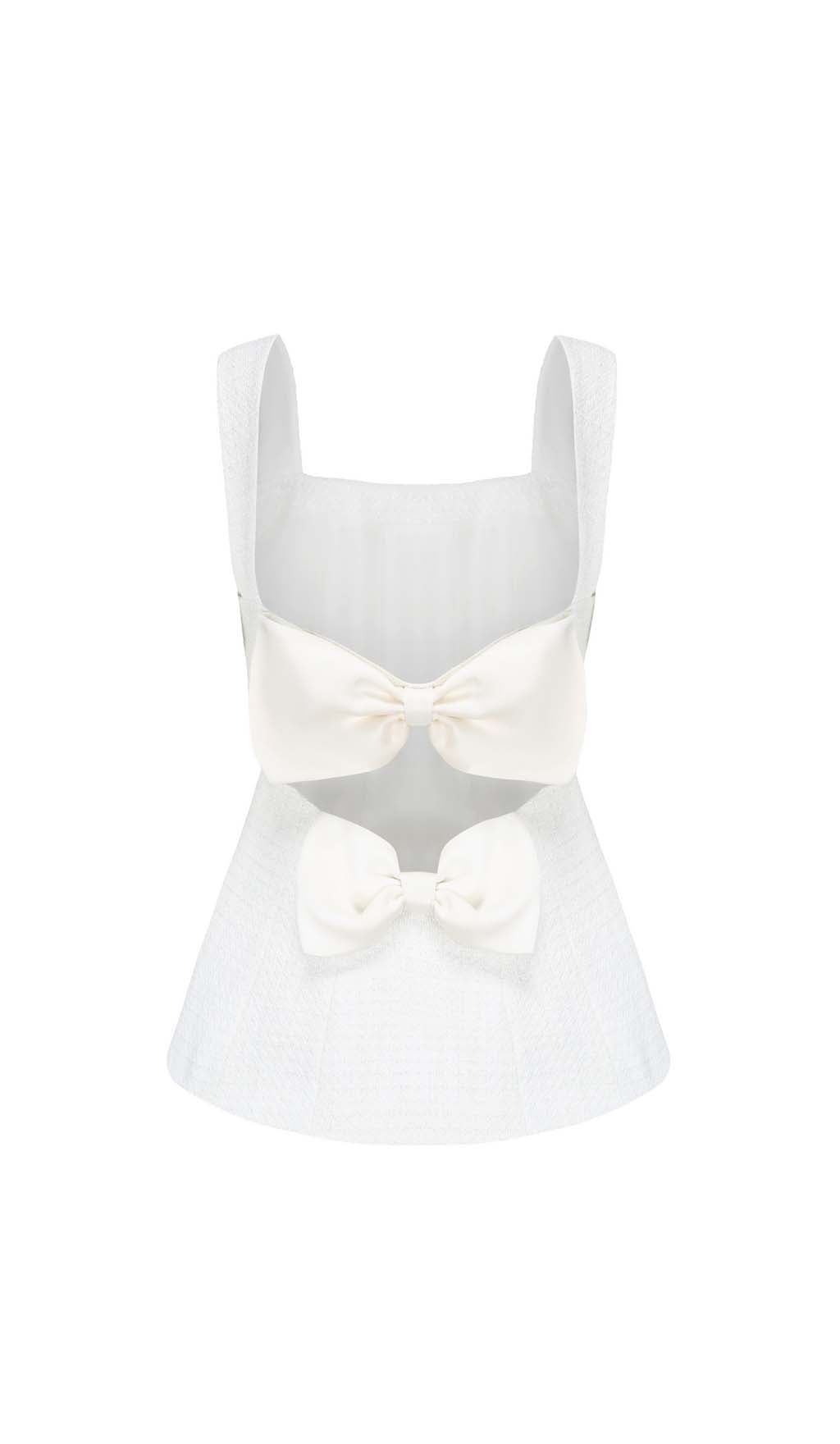 BOW-EMBELLISHED RHINESTONE SET IN WHITE