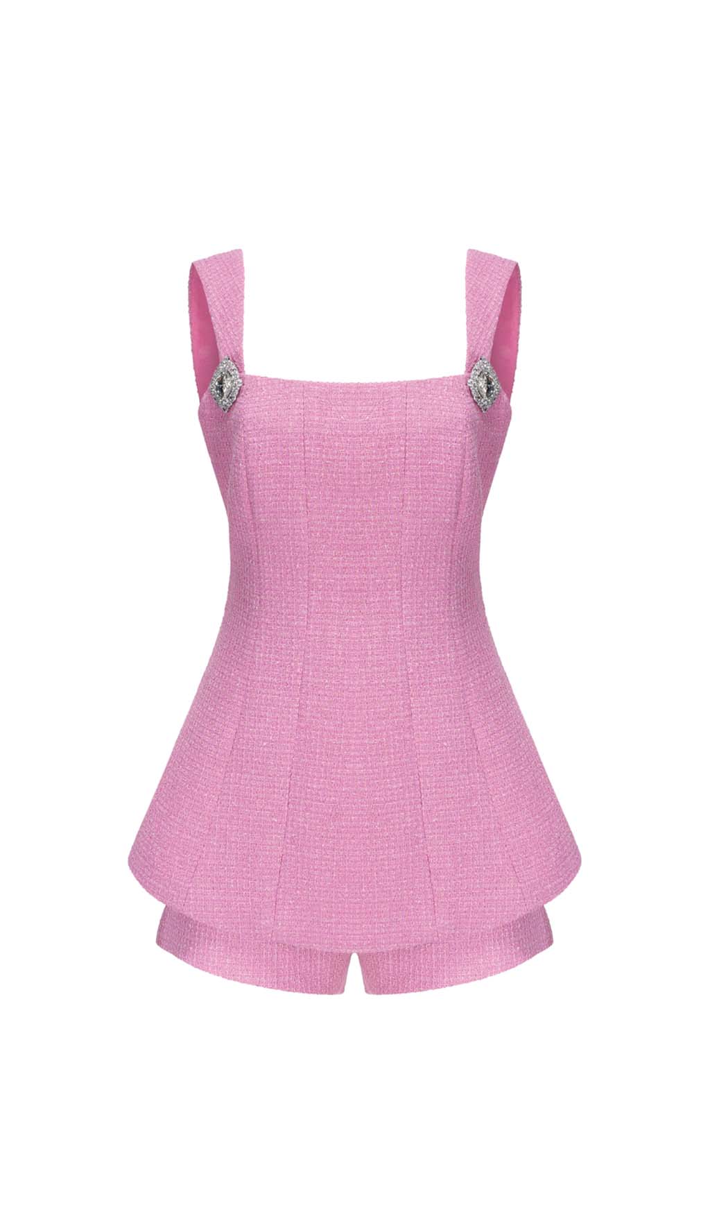 BOW-EMBELLISHED RHINESTONE SET IN PINK