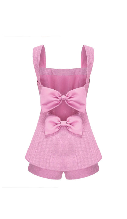 BOW-EMBELLISHED RHINESTONE SET IN PINK