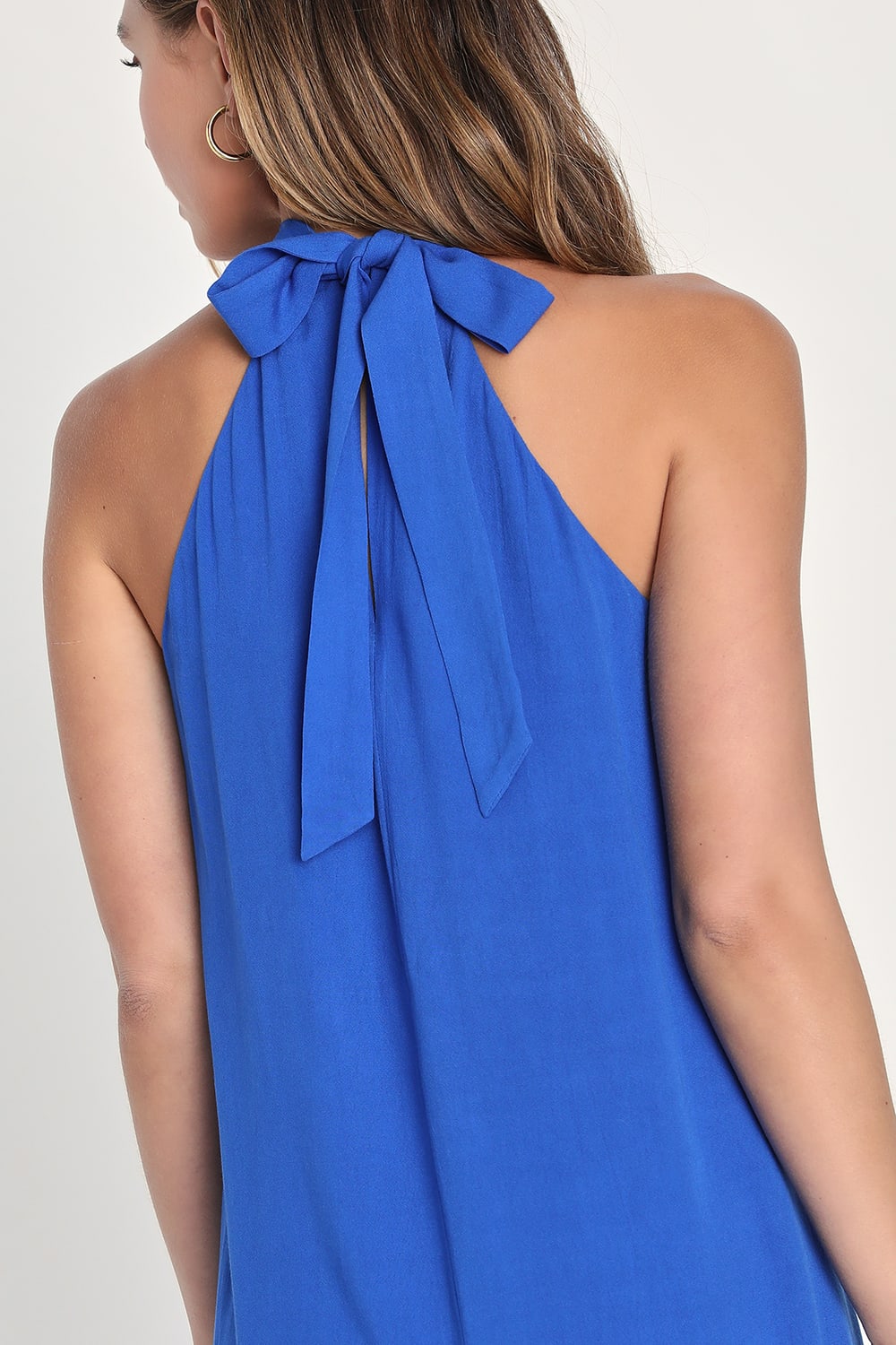 Shift Halter Mini Dress in Blue