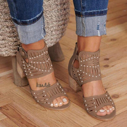 Buckle Peep Toe Hollow Out  Shoes