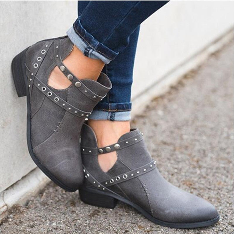 Retro Rivet Punk Pumps Ankle Boots