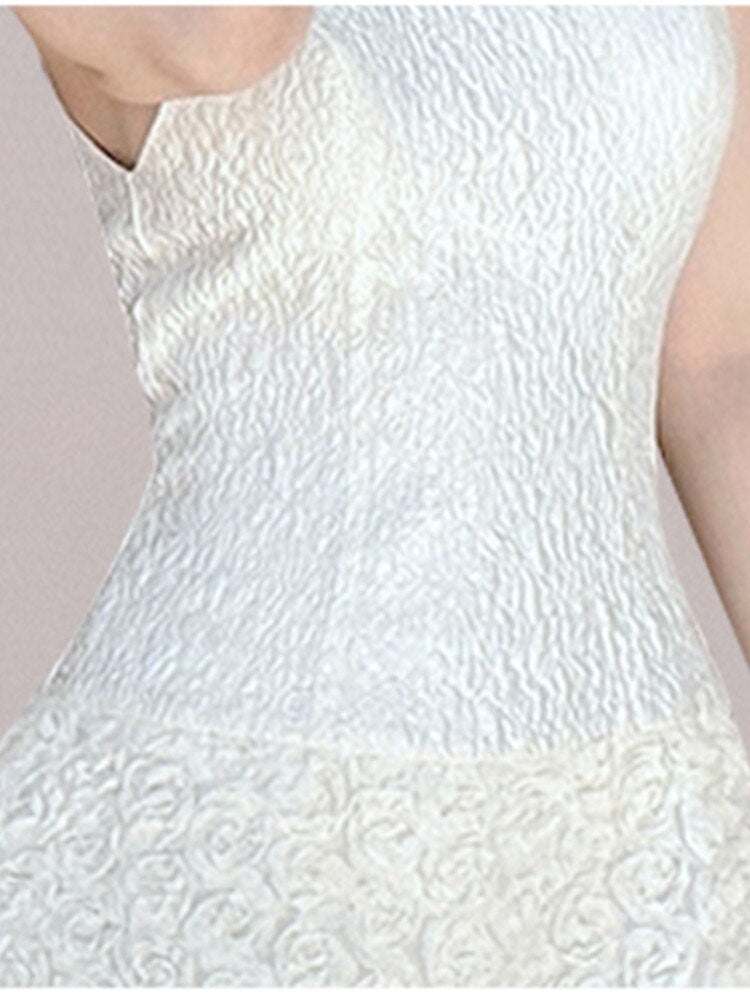 Jacquard Mini Dress - Summer Ruffle Collar Sleeveless Dress