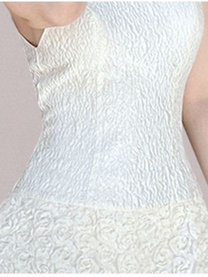Jacquard Mini Dress - Summer Ruffle Collar Sleeveless Dress