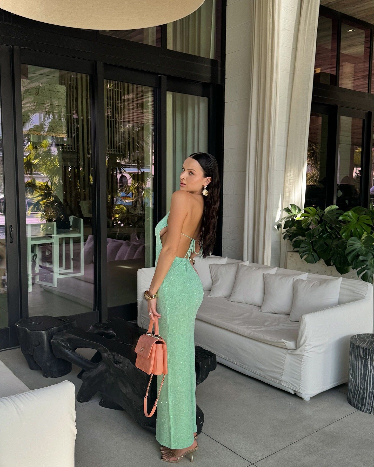 Floral Slip maxi Dress in mint
