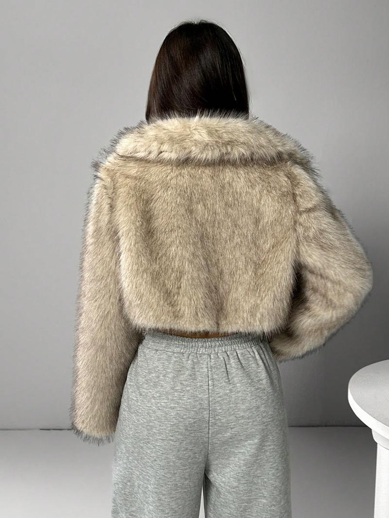 imitation fox fur long sleeve short jackets