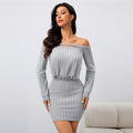 grey Off-the-shoulder bodycon mini dress