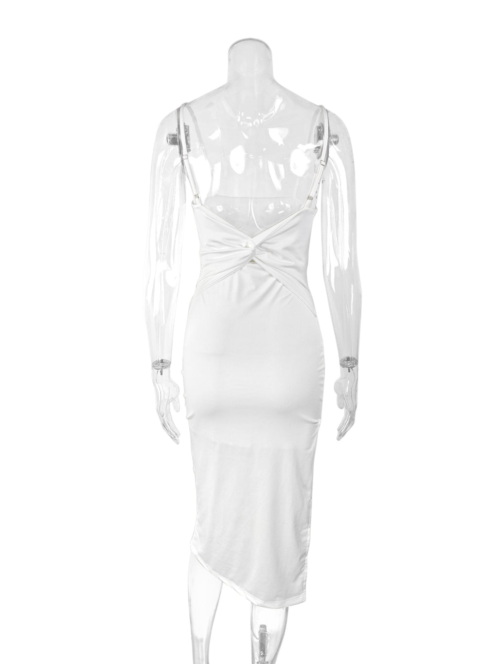 Spaghetti strap bodycon backless slit maxi dress