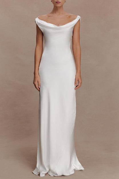 white  satin swinging collar  lace dress