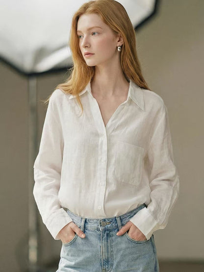 Lazy Style White Linen Shirt