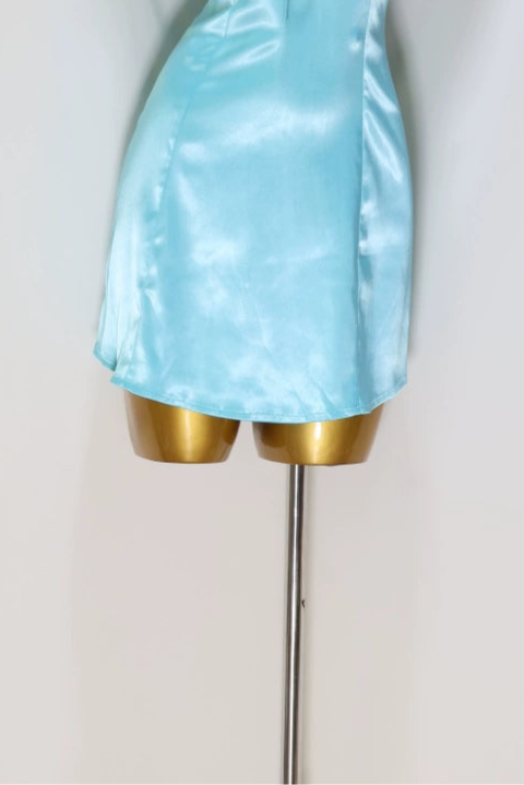 blue lace sleeveless mini dress