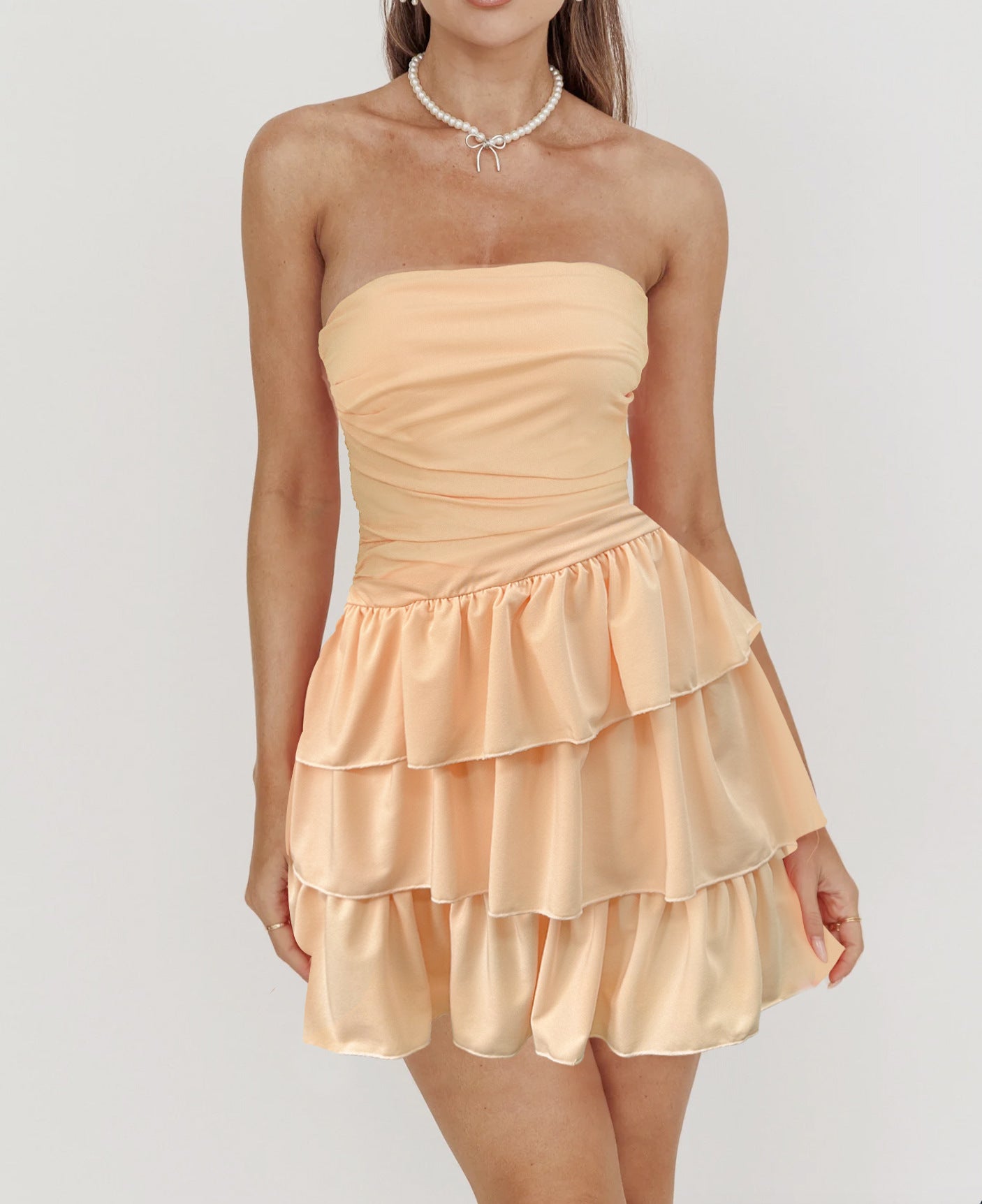 evelyn Sleeveless strapless off-shoulder mini dress