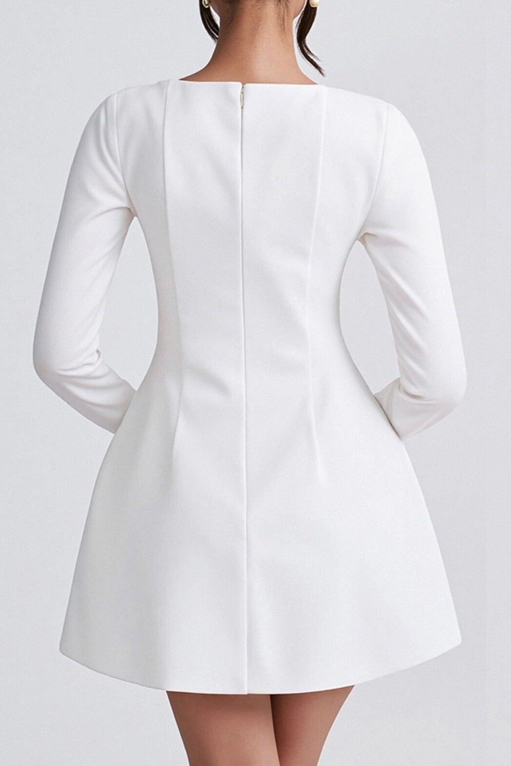white long sleeves A-line mini dress