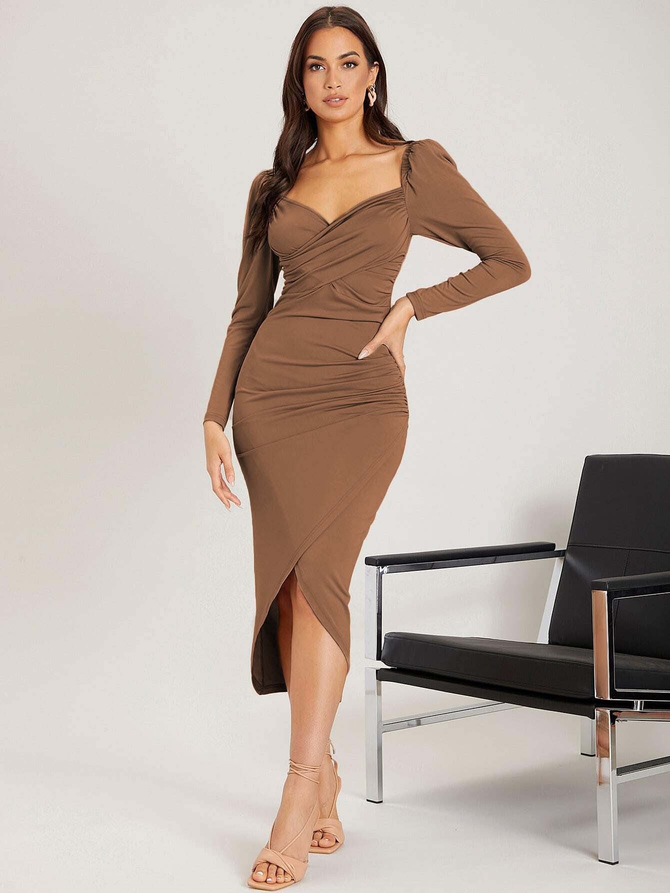 alice brown V-neck midi dress