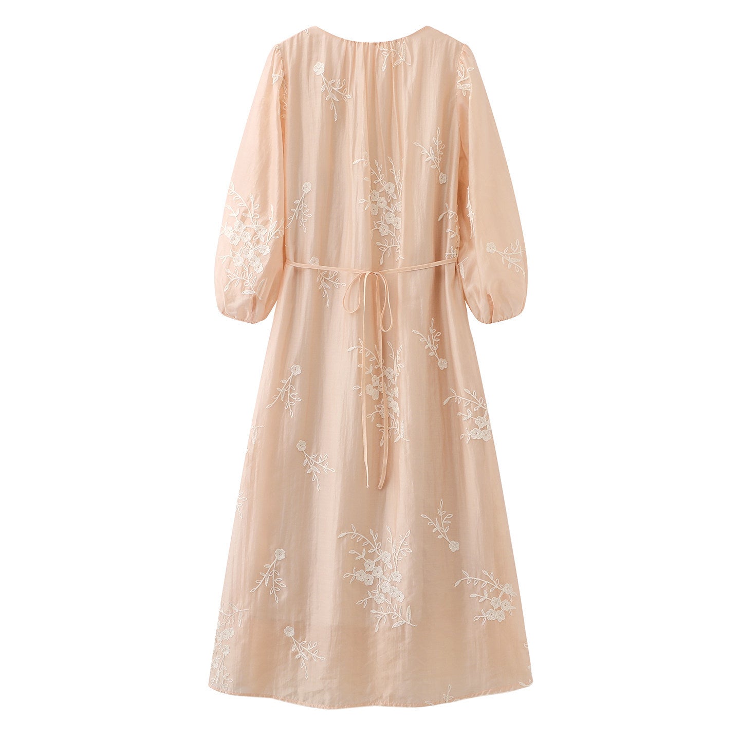 French Lyocell Embroidered A-line midi Dress