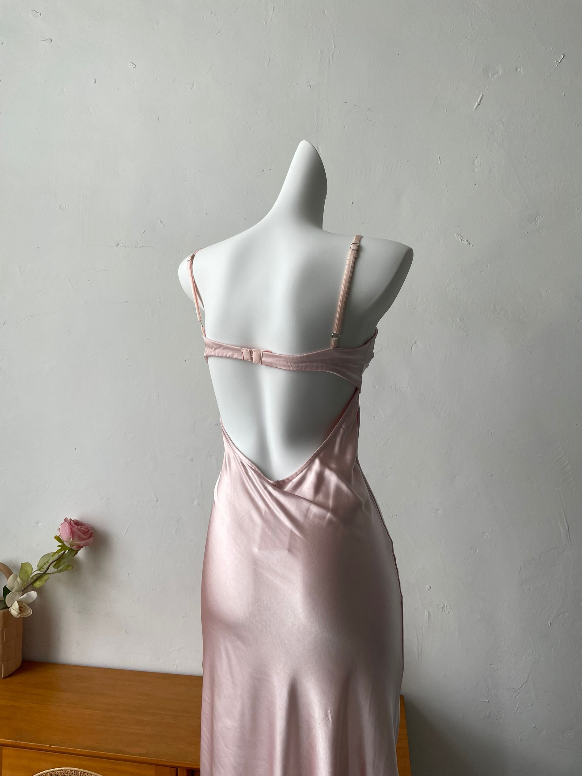 pink backless maxi dress