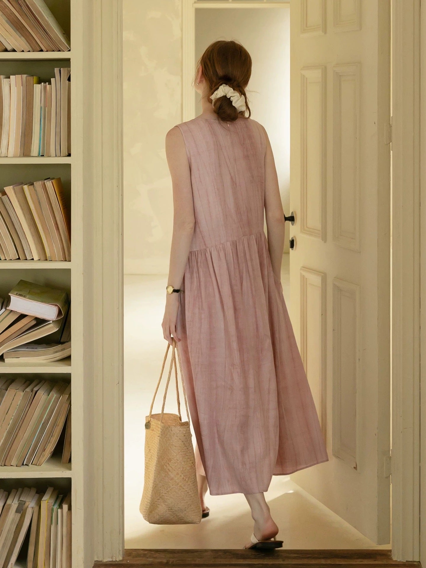 Tie-dye Lyocell blend midi dress - pink
