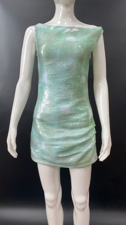 green Western-Style Off-Shoulder Sequin Dress