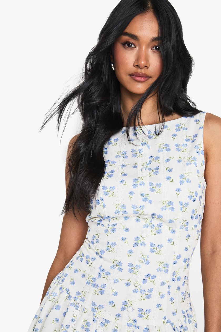 blue low-waisted backless dress