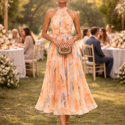 floral print Halterneck maxi Dress