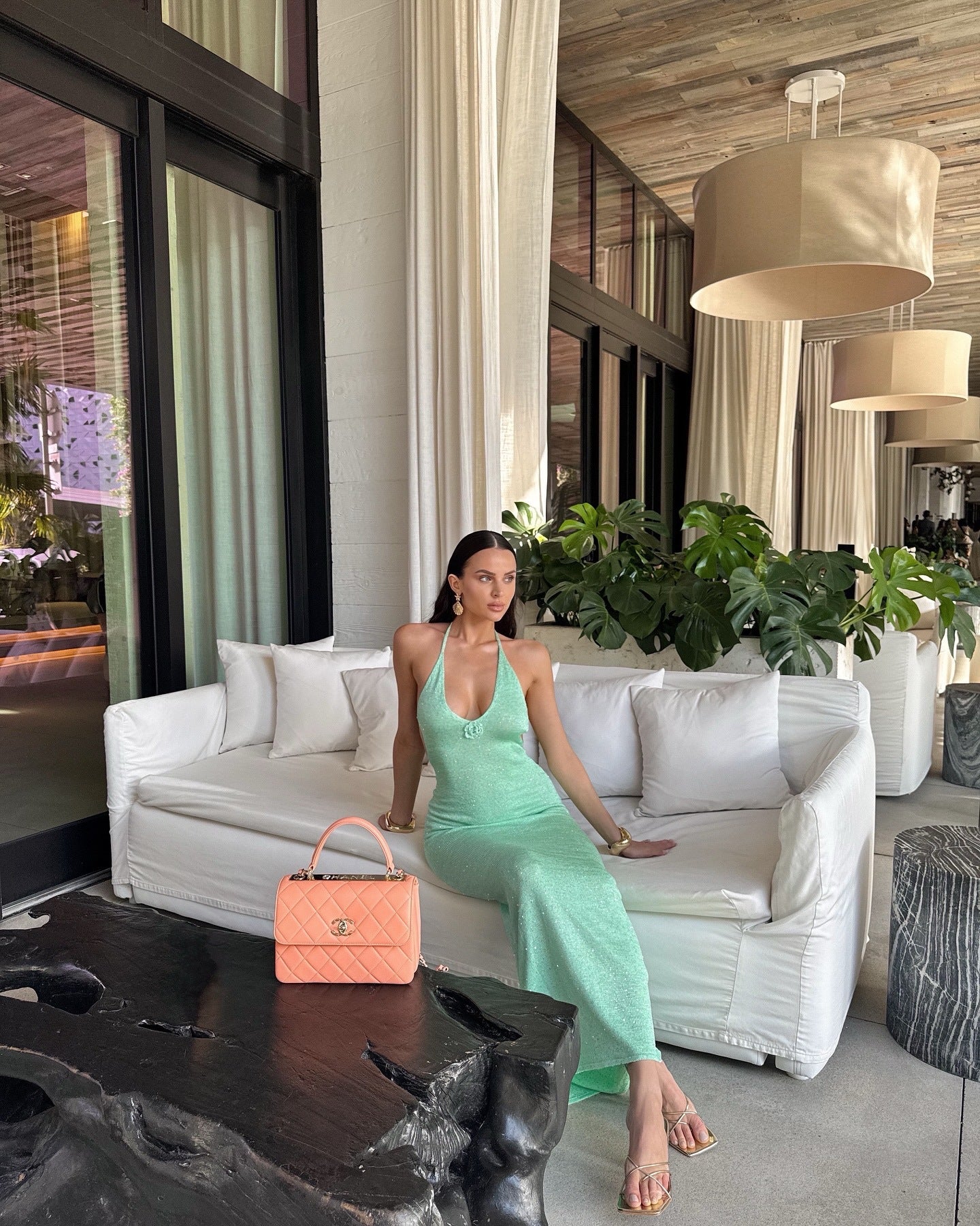 Floral Slip maxi Dress in mint