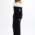 black Off-the-shoulder long-sleeved maxi dress